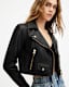 Elora Cropped Slim Leather Biker Jacket