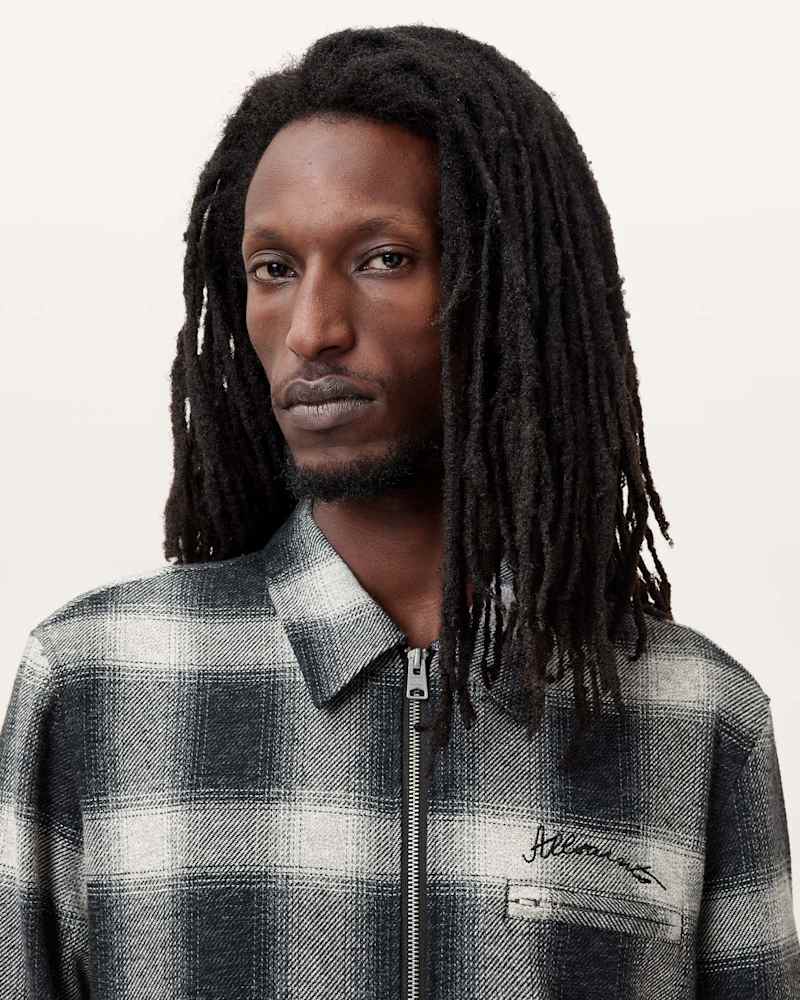 Ellis Checked Embroidered Zip Up Jacket