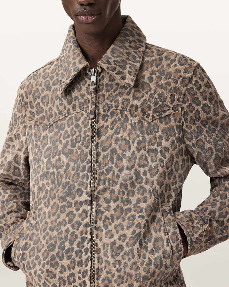 Dellcot Leopard Print Suede Jacket