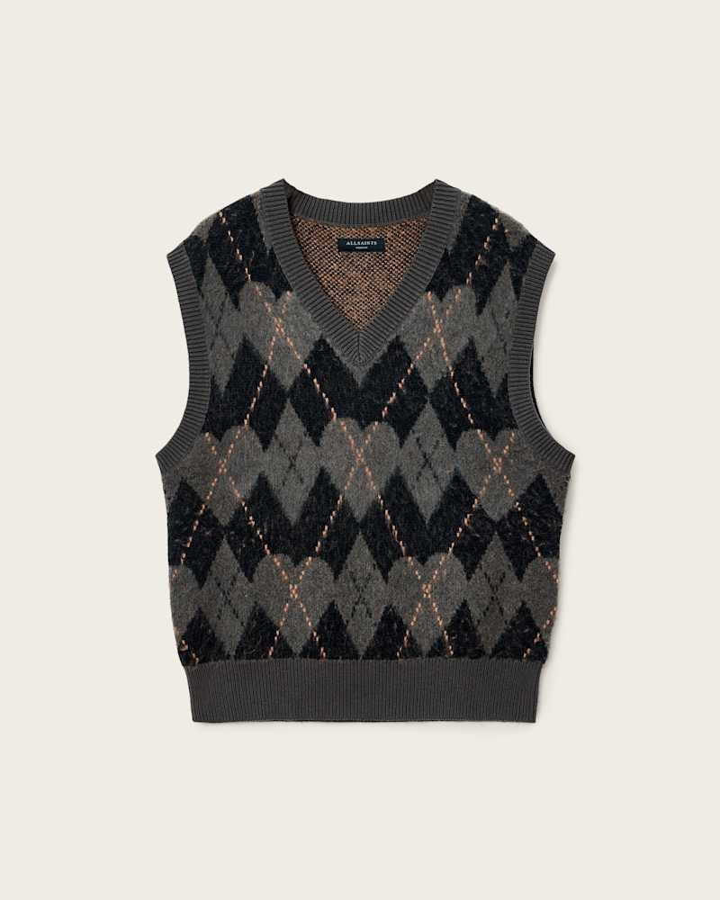 Adore Argyle Knitted V-Neck Tank Top
