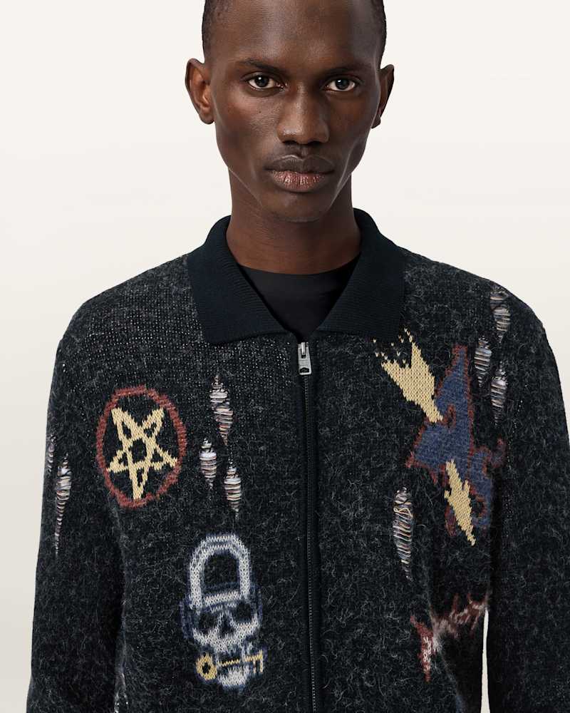 Meller Zip Up Jacquard Cardigan