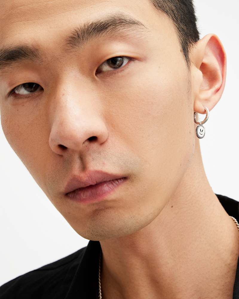 Sun Smirk Sterling Silver Hoop Earring