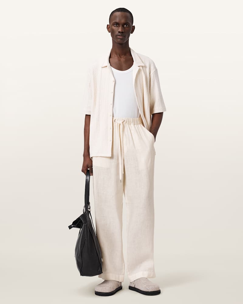 Sharp Straight Leg Linen Trousers