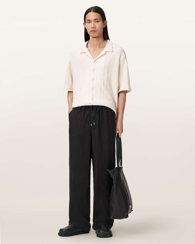 Sharp Straight Leg Linen Trousers