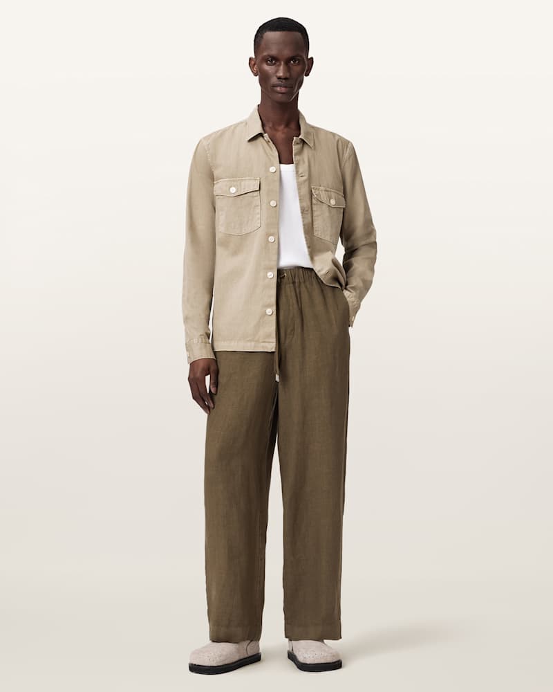 Sharp Straight Leg Linen Trousers