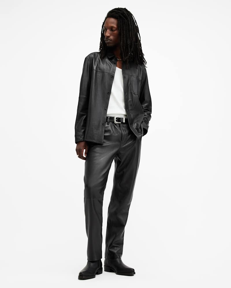 Lynch Straight Fit Leather Trousers