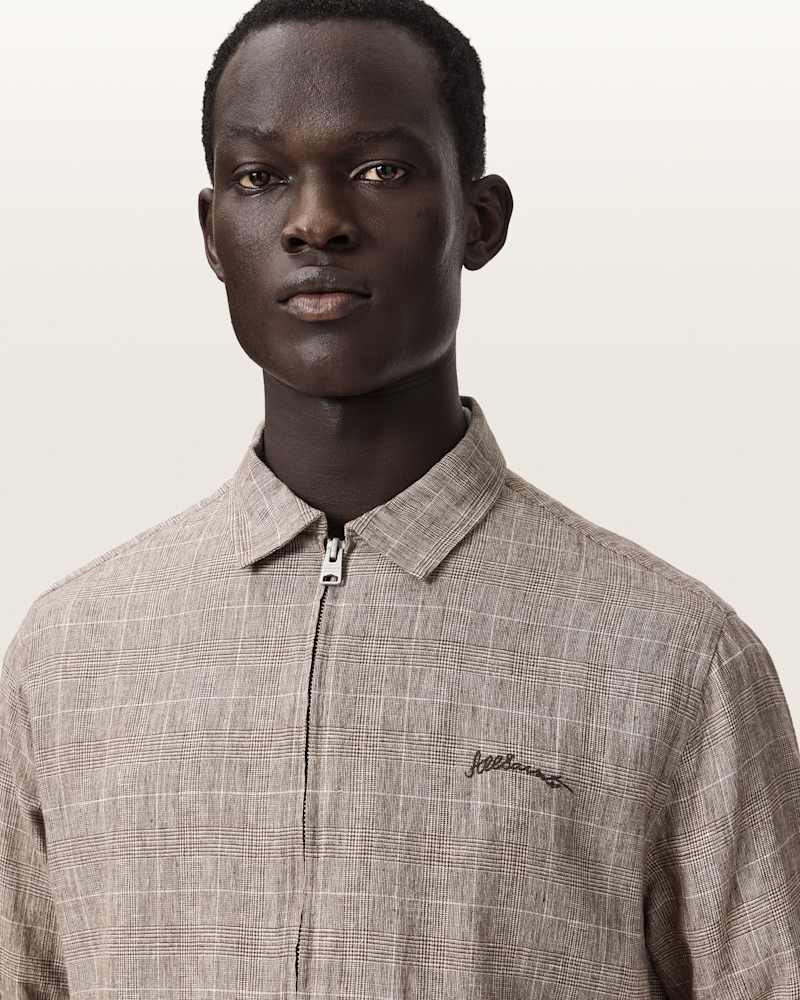 Keal Linen Blend Embroidered Check Jacket