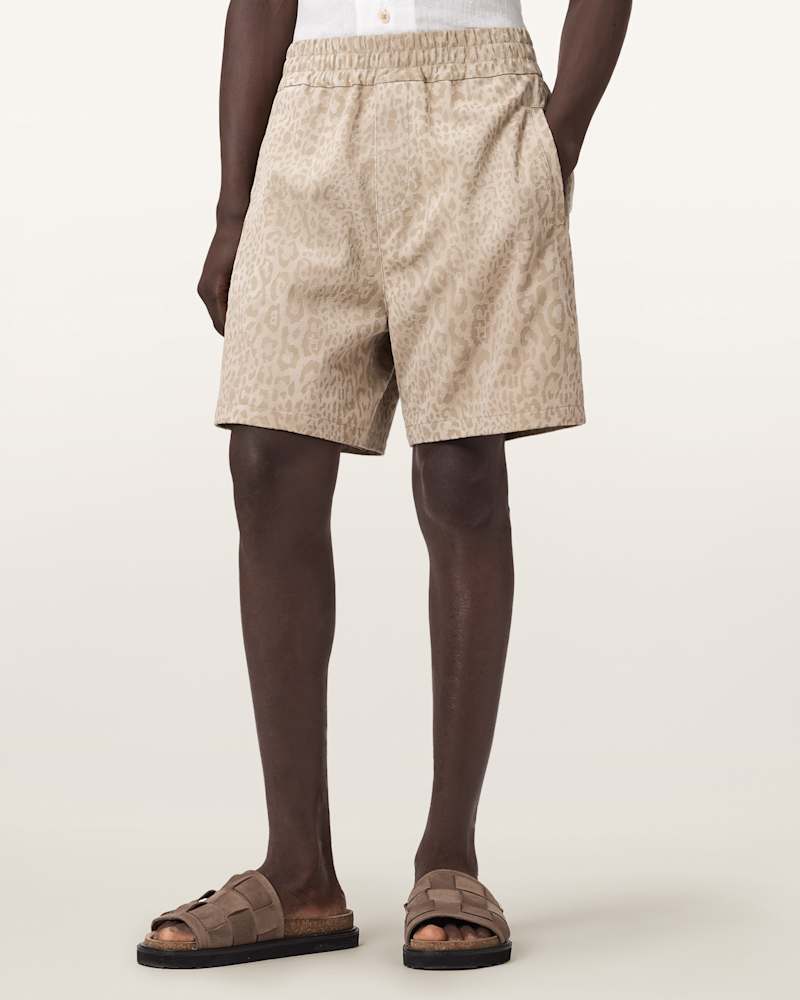 Hockley Relaxed Fit Suede Leopard Print Shorts