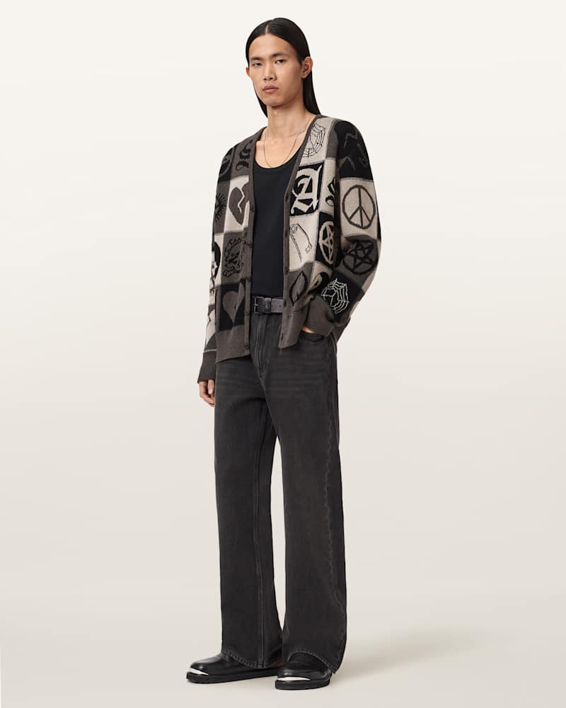 Barker Jacquard Cotton Knit Cardigan