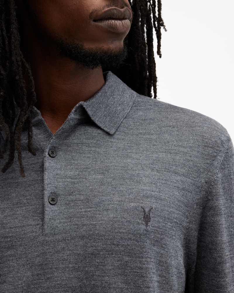 Mode Merino Long Sleeve Ramskull Polo Shirt