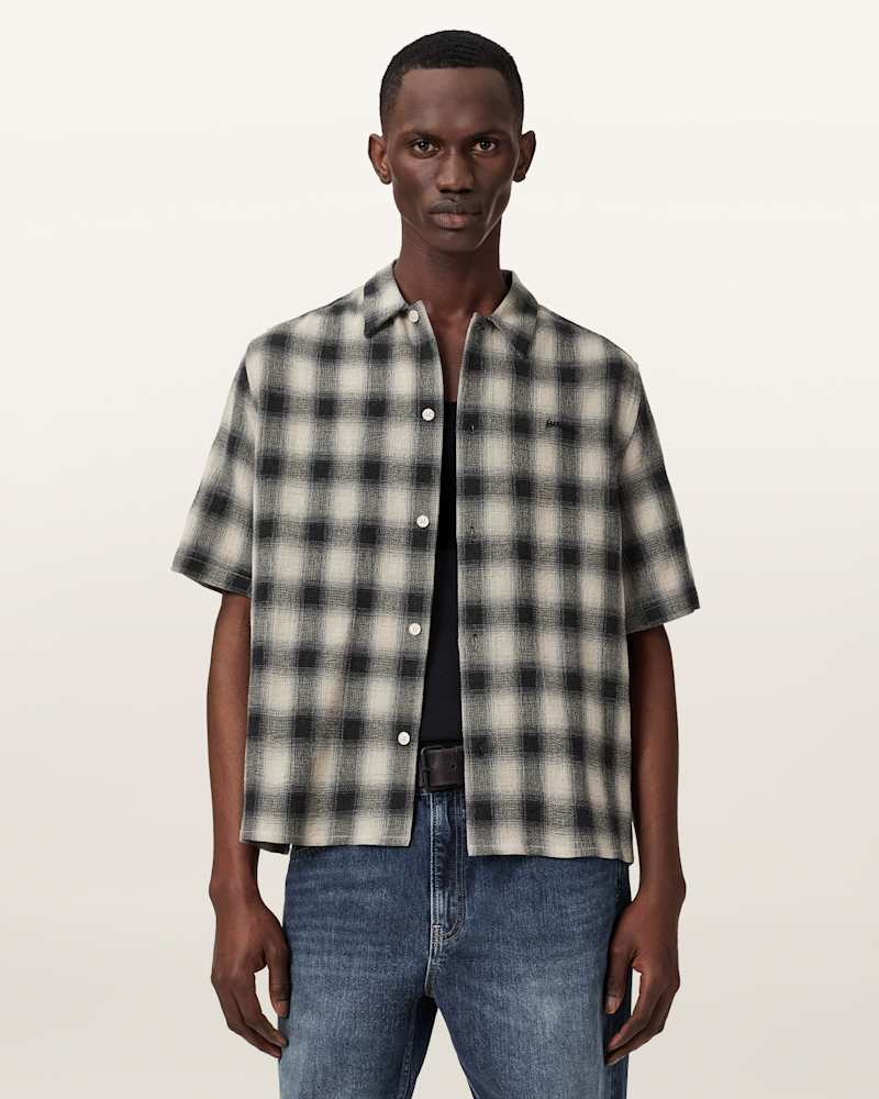 Shadow Short Sleeve Boxy Check Shirt      