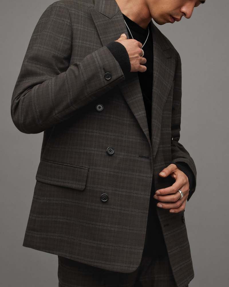 Spica Checked Double Breasted Blazer