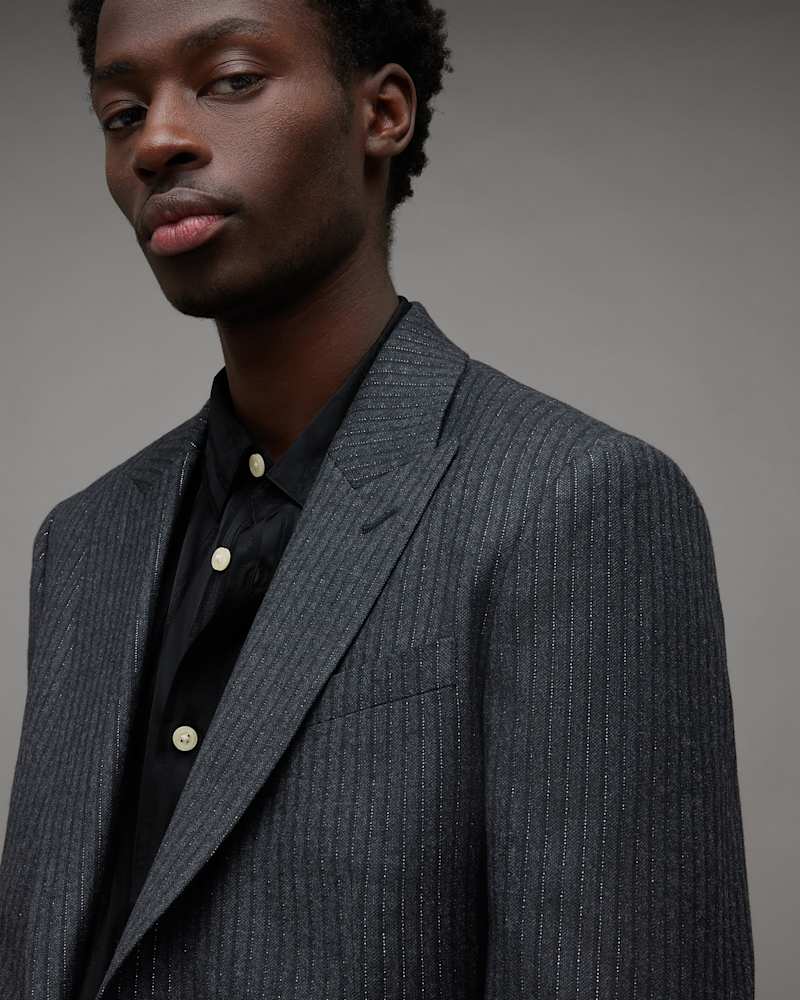 Androm Metallic Pinstriped Slim Blazer