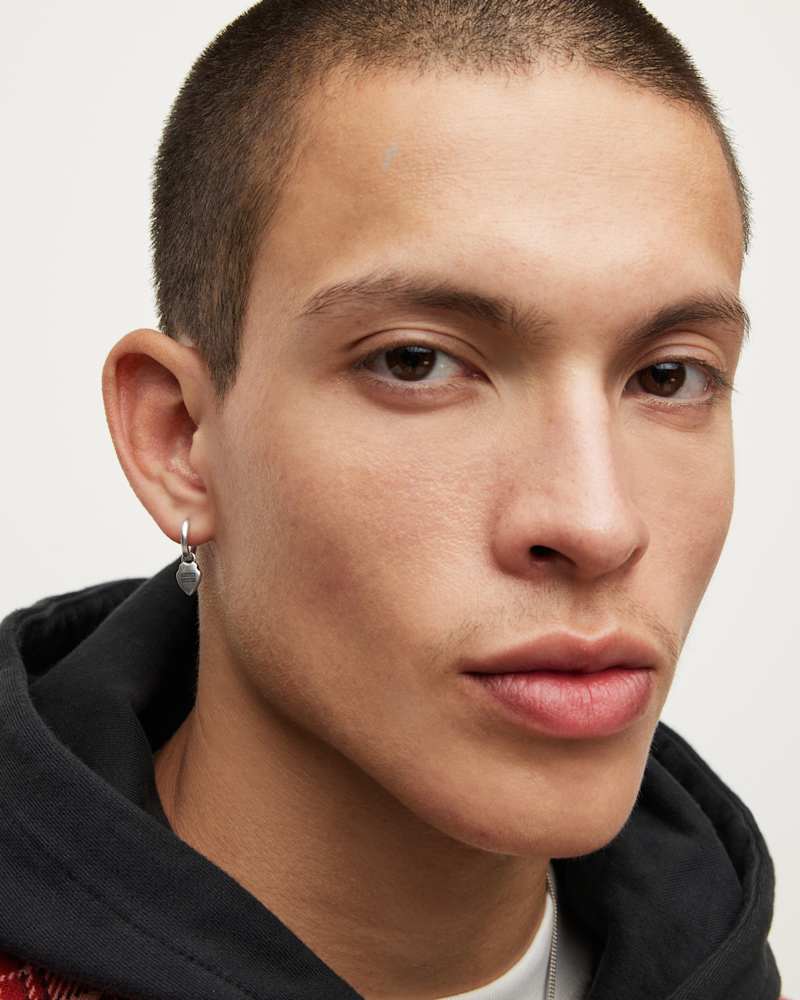 Shield Sterling Silver Hoop Earring