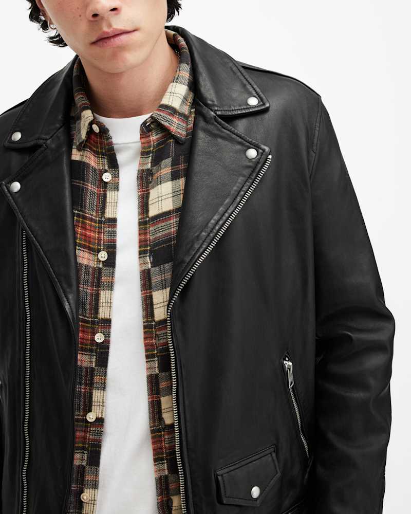 Milo Asymmetric Zip Leather Biker Jacket