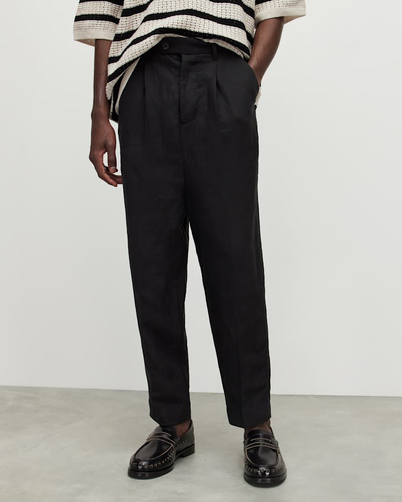 Pace Linen Blend Cropped Slim Trousers