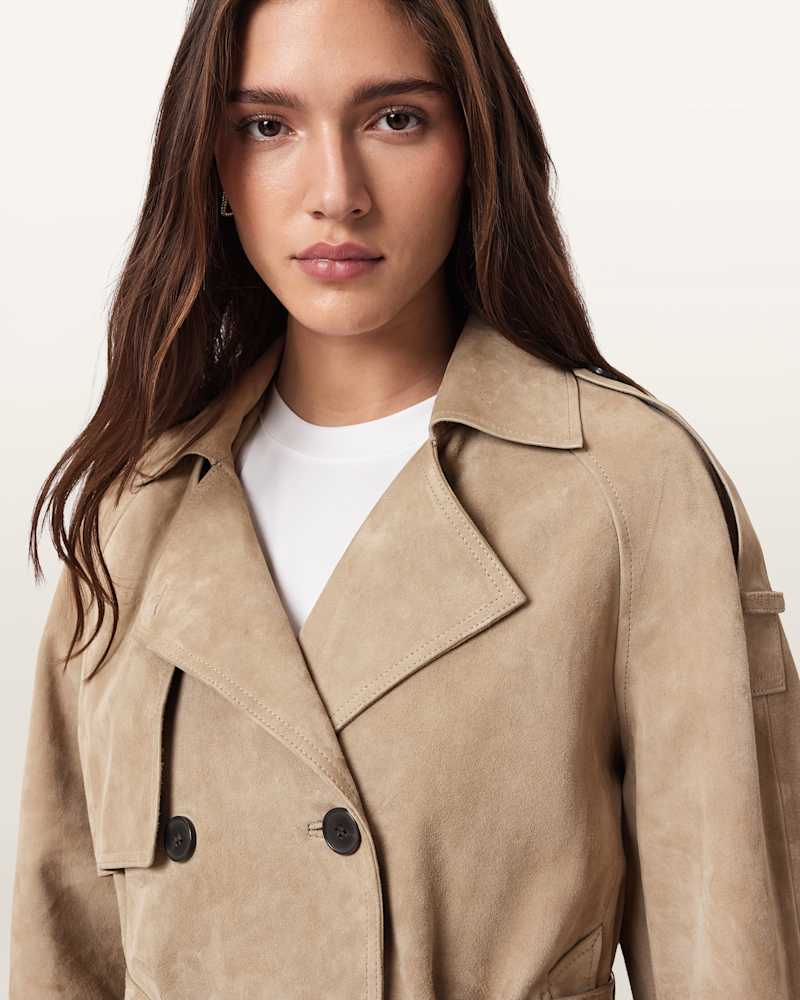 Reed Cropped Suede Trench Coat