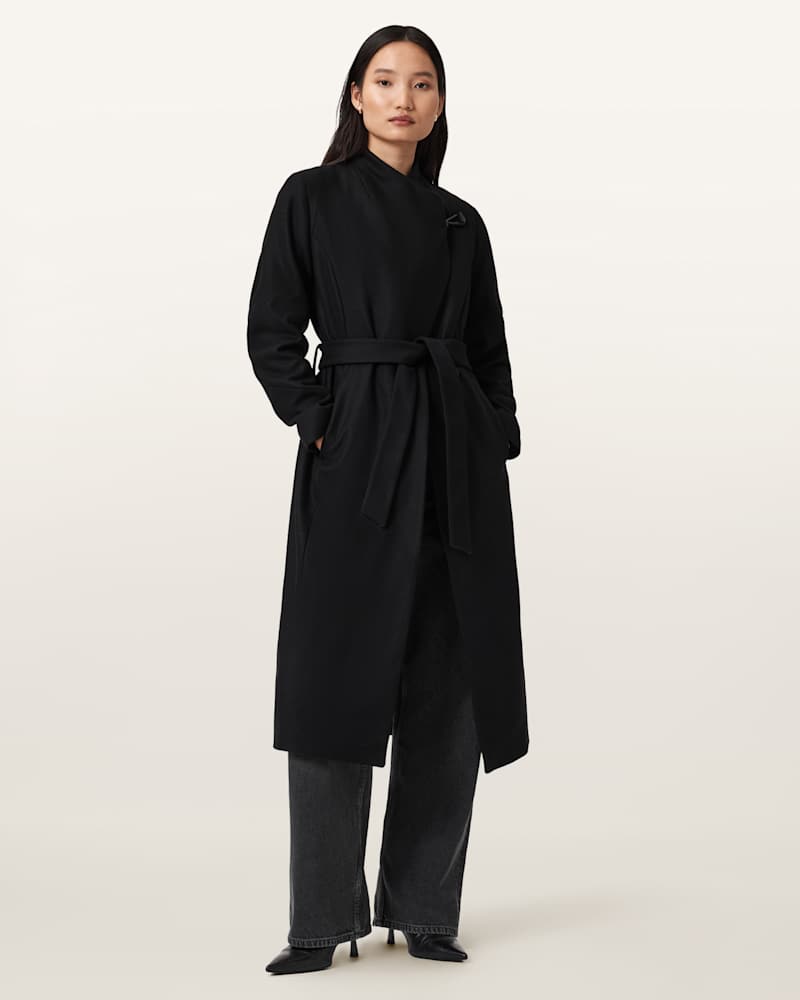 Riley Wrap Around Belted Long Line Coat