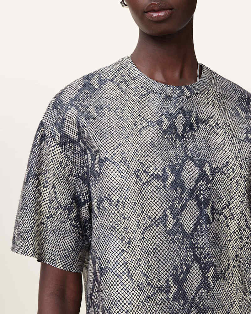 Renai Foil Snake Print Suede T-Shirt