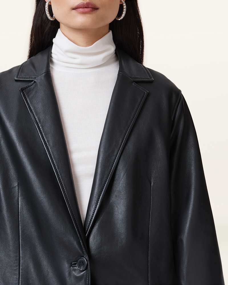 Aire Long Line Leather Coat