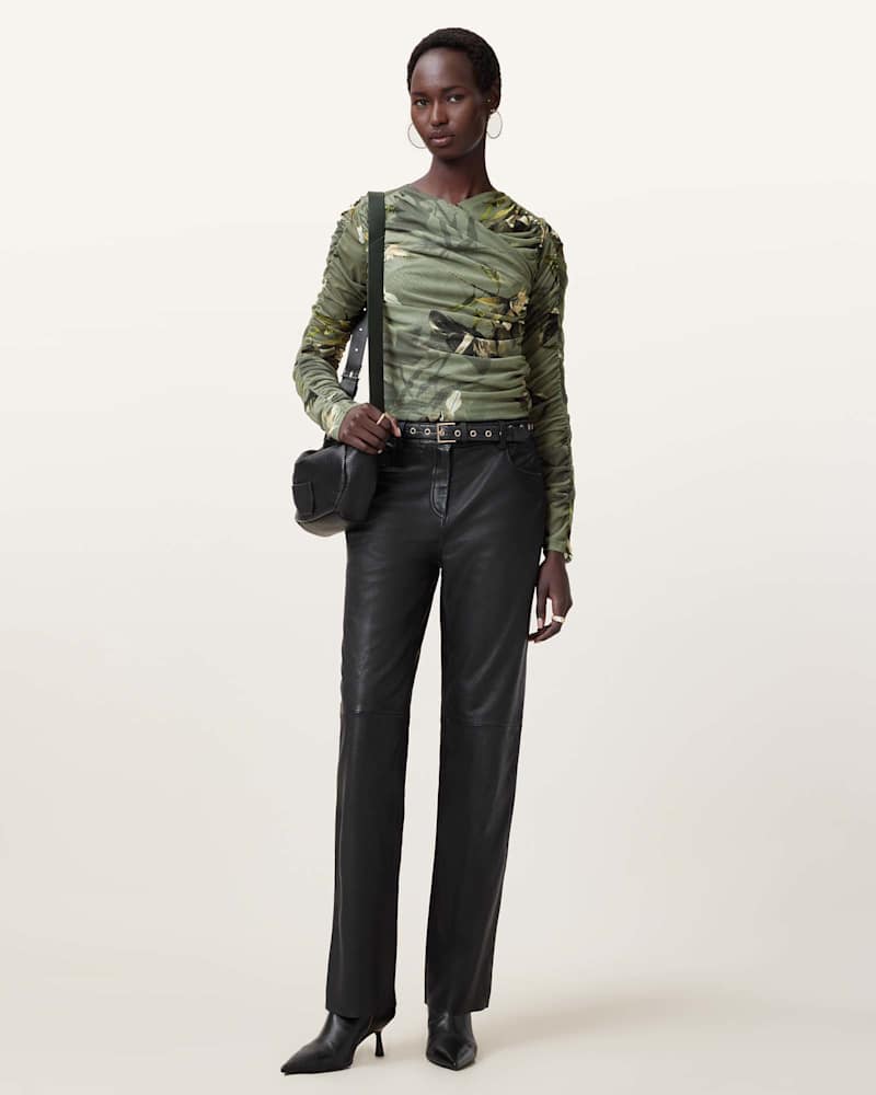 Hanako Print Mesh Wrap Top