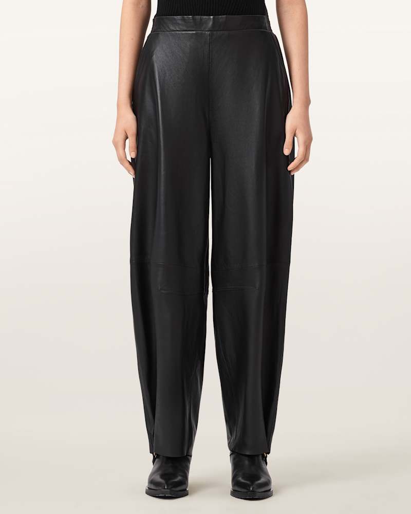 Etta Barrel Leg Leather Trousers 