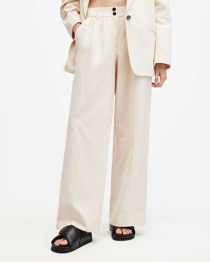 Payton Wide Leg Linen Blend Trousers
