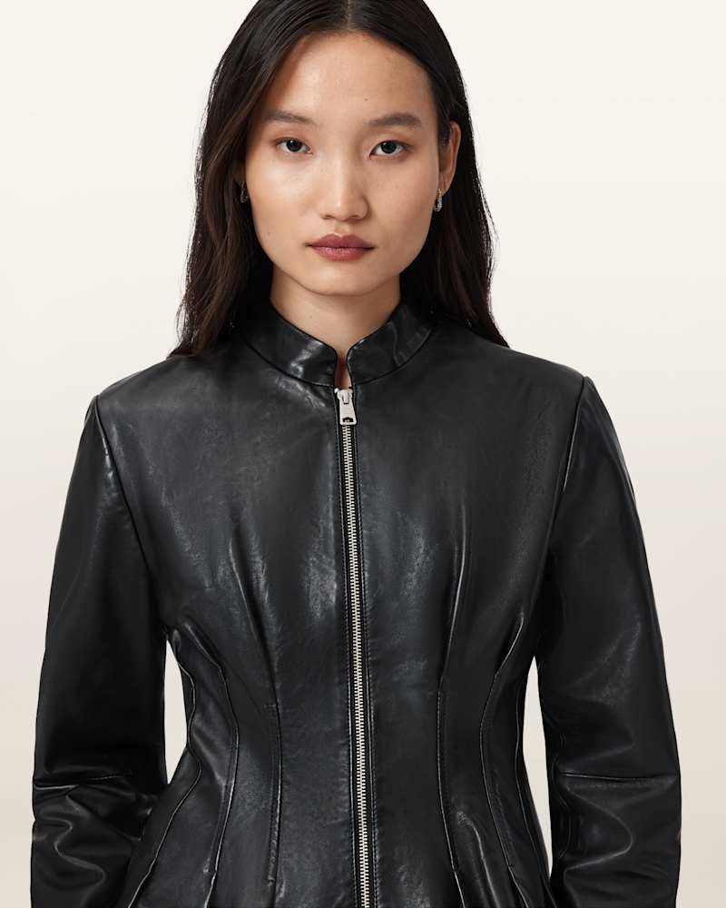 Clo Pleated Leather Jacket