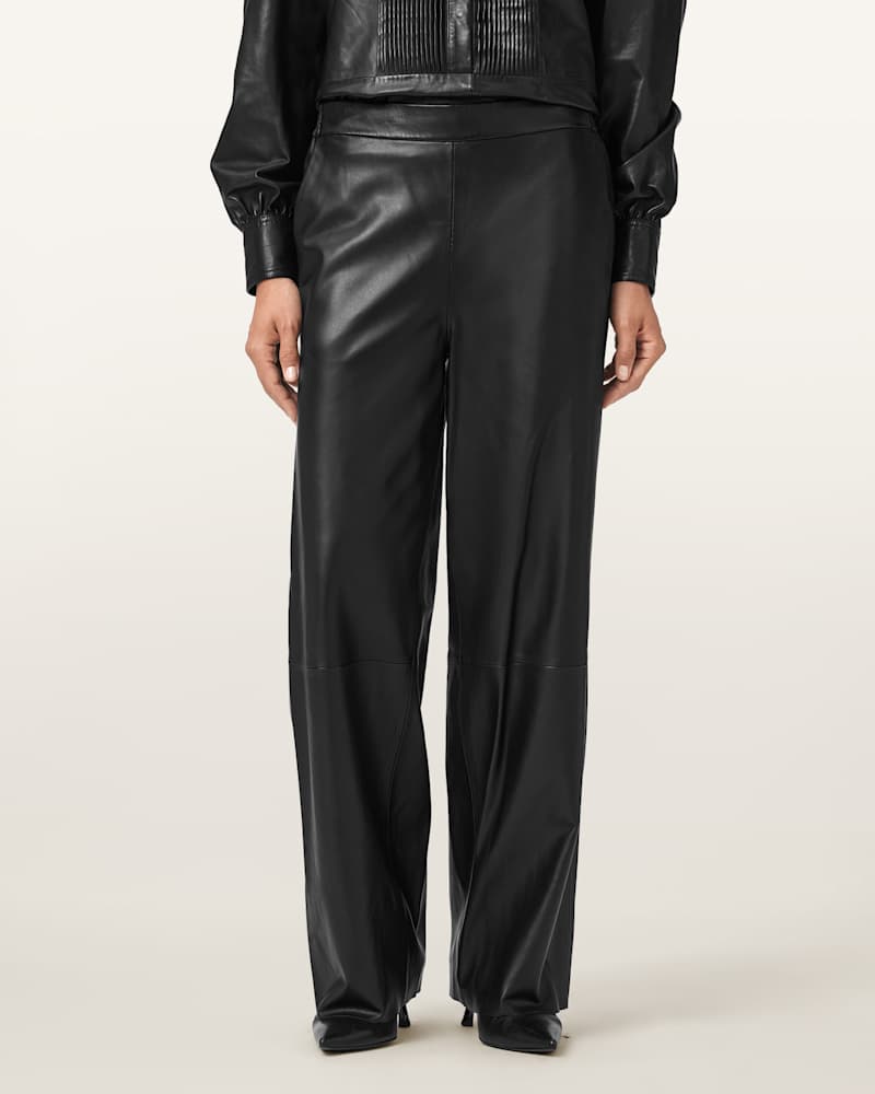 Ash Wide Leg Leather Trousers