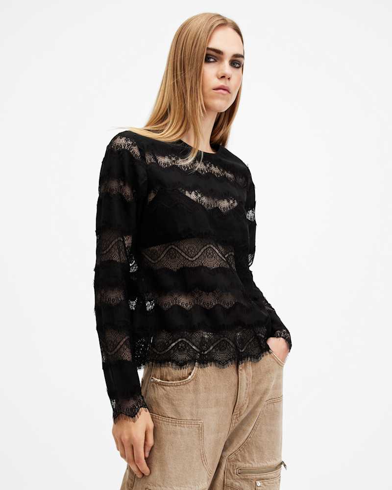 Tiff Lace Panelled Sheer Top