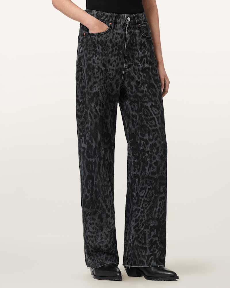 Blake Wide Leg Leopard Print Jeans