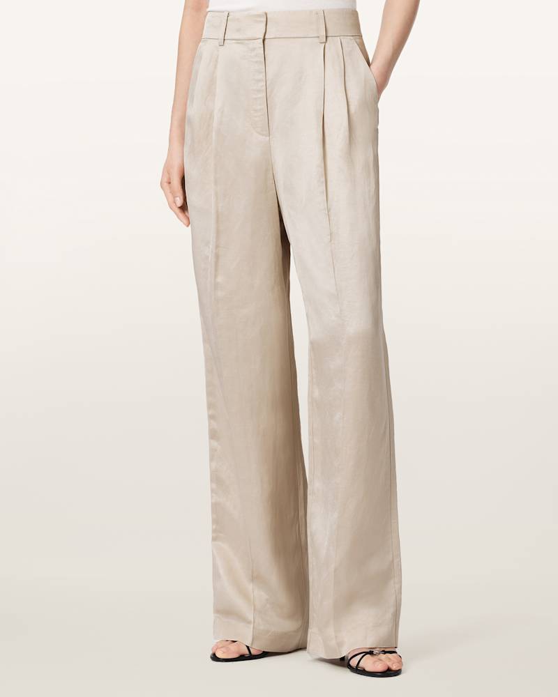 Helena Tailored Wide Leg Linen Blend Trousers 