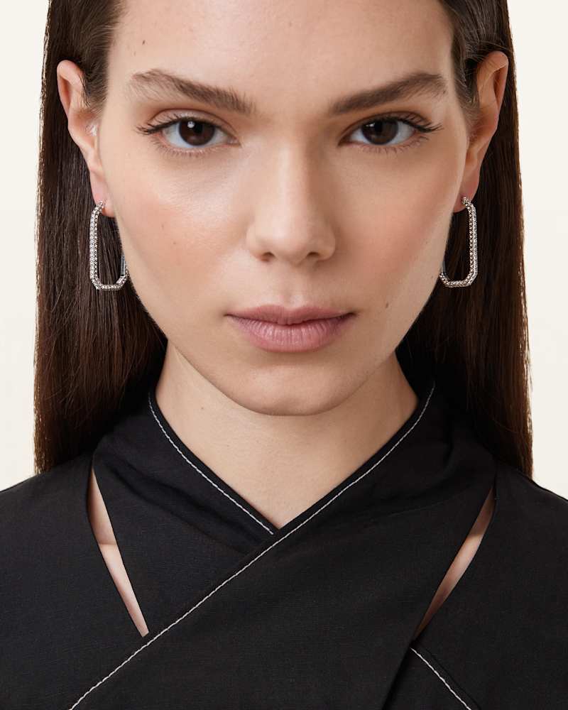 Hattie Crystal Hex Hoop Earrings