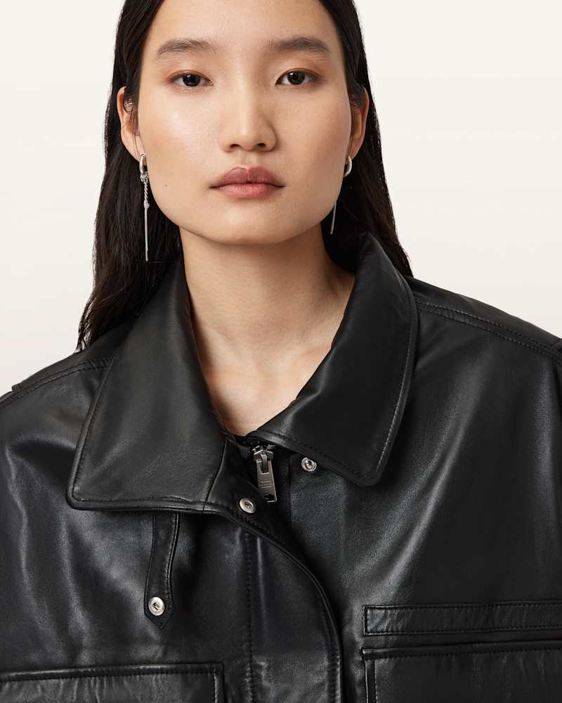 Clay Funnel Neck Leather Gilet