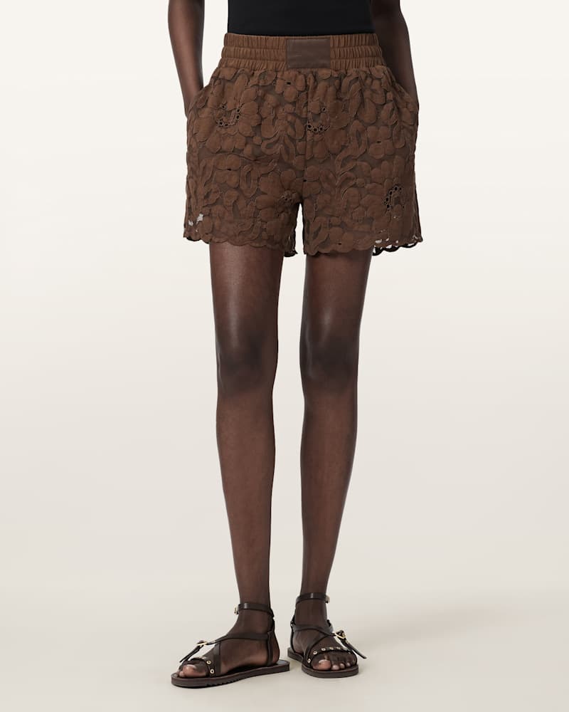 Amelie Mid Rise Relaxed Lace Shorts
