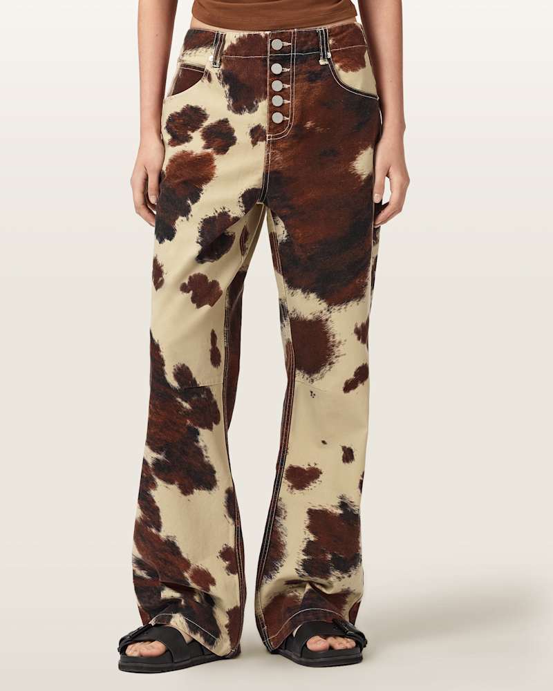 Taya Cow Print Denim Jeans