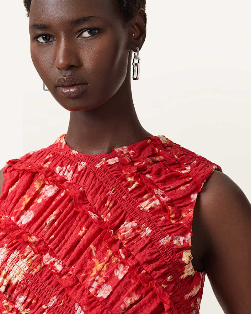 Nysa Floral Print Ruffled Tank Top