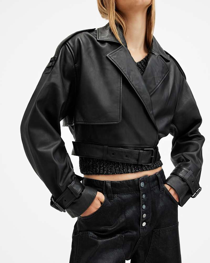 Ophelia Cropped Leather Jacket