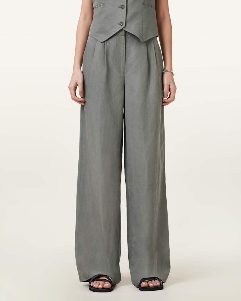 Averie Tencel Wide Leg Linen Blend Trousers