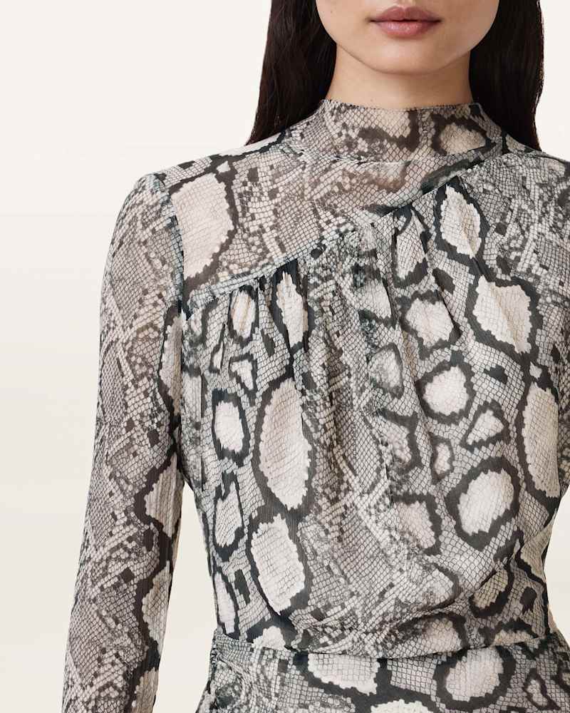 Rizo Snake Print Silk Blend Midi Dress