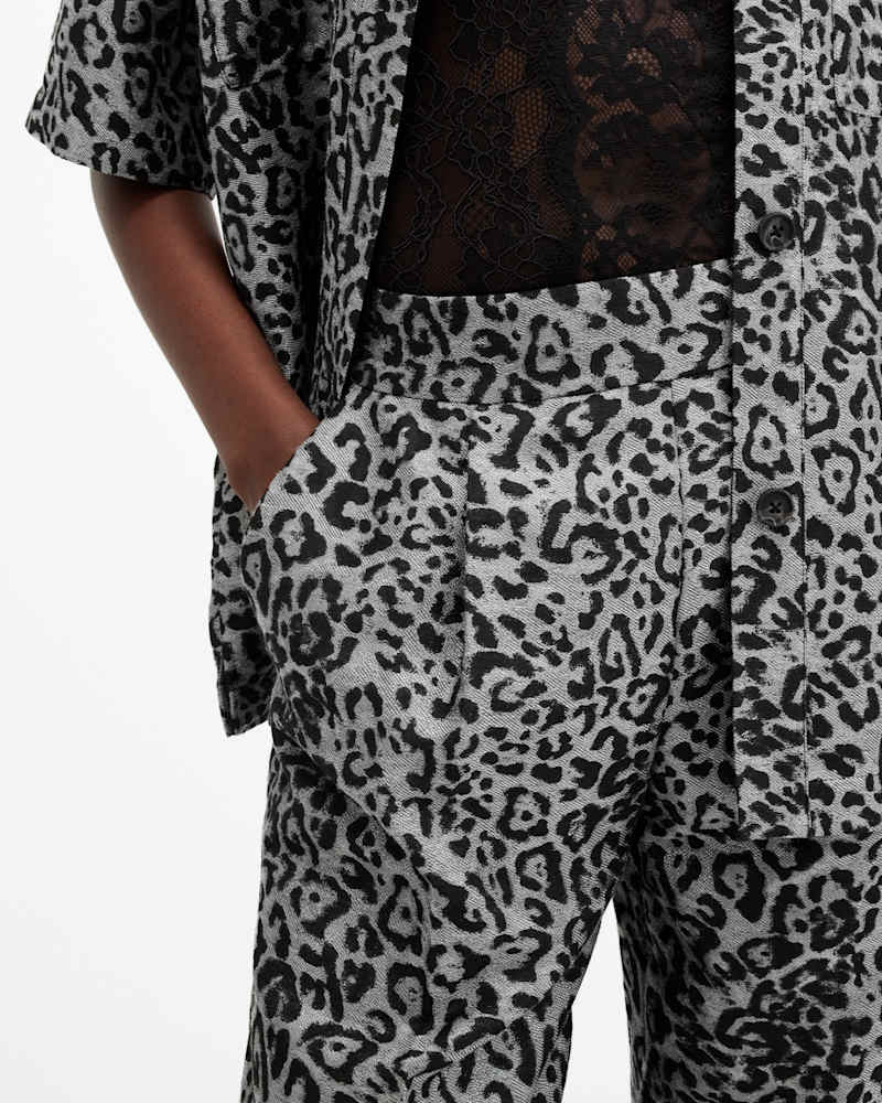 Jemi Leopard Print Metallic Trousers