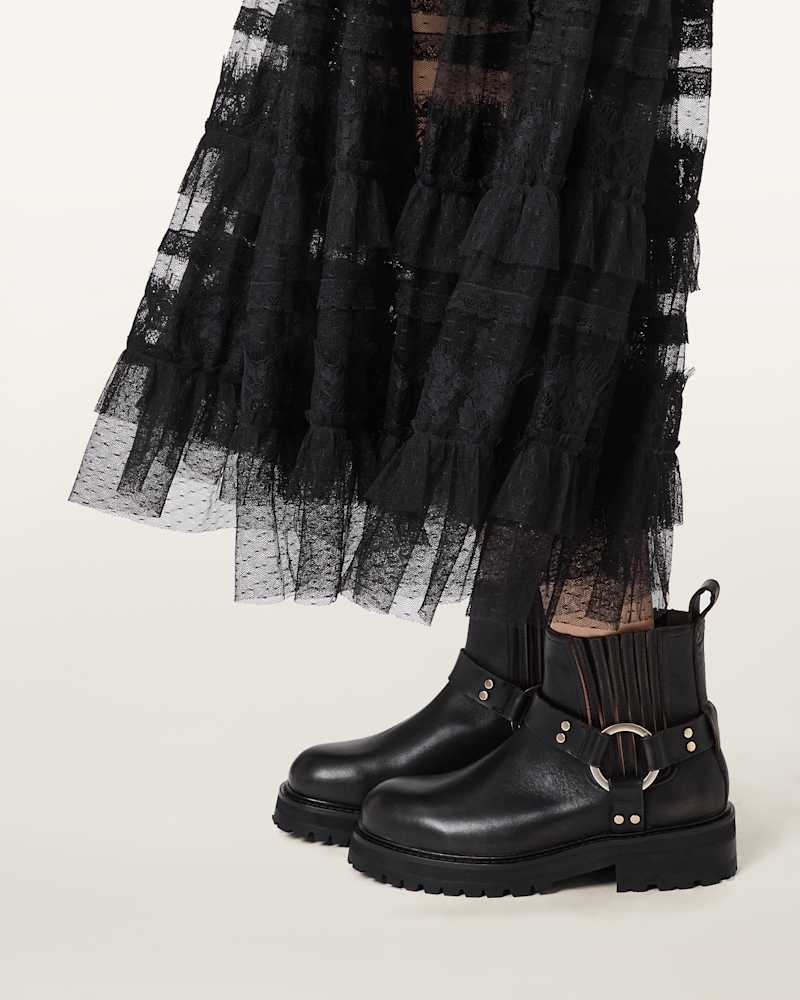 Maddie Ankle Length Leather Biker Boots