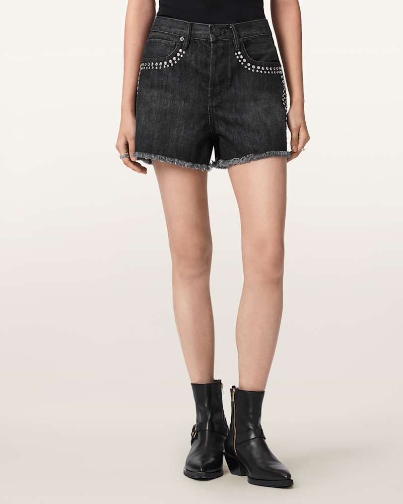 Heidi High Waisted Stud Denim Shorts