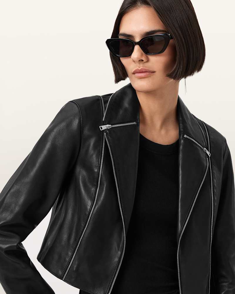 Landers Slim Fit Leather Biker Jacket