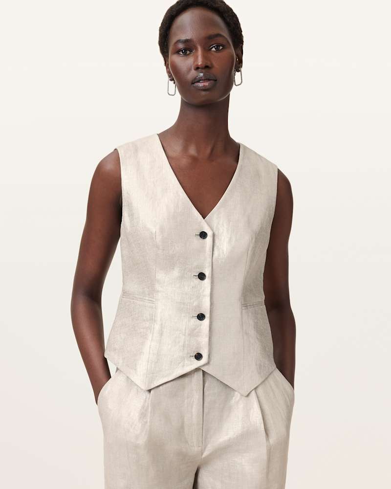 Averie Relaxed Fit Linen Waistcoat
