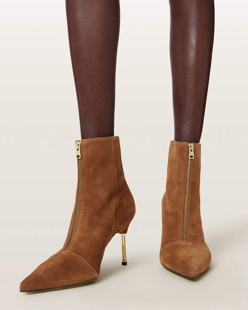 Natasha Pointed Zip Up Suede Boots