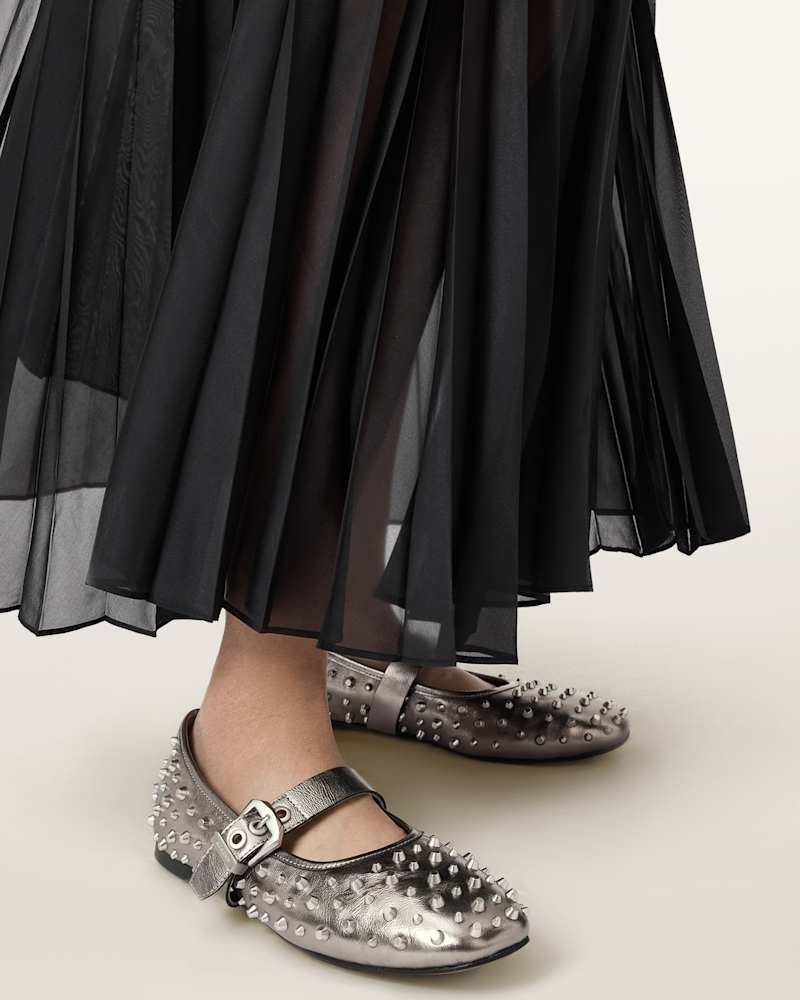 Holly Leather Stud Ballet Flats