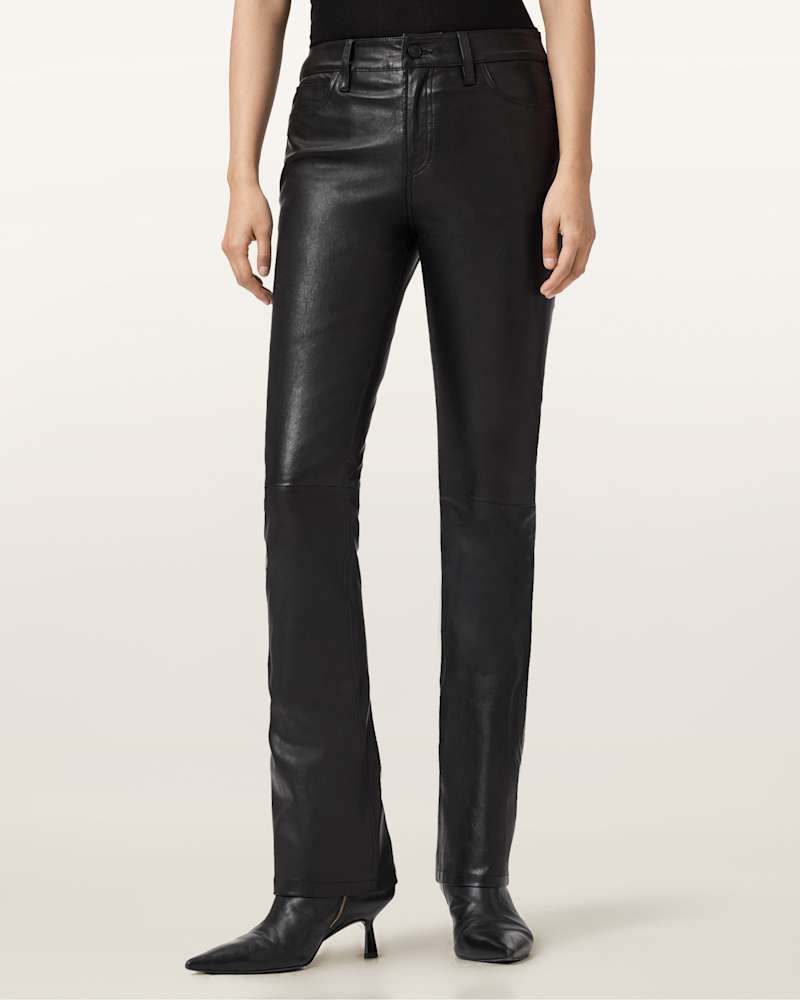 Haldan Leather Bootcut Trousers