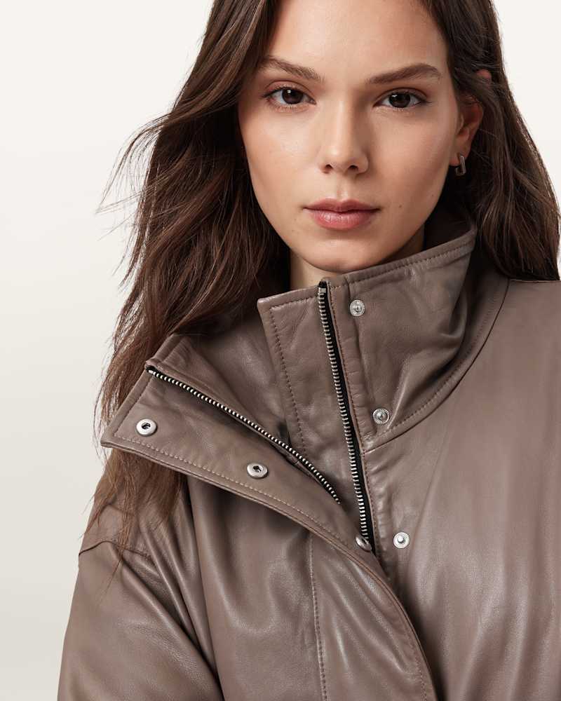 Ryder Funnel Neck Leather Jacket