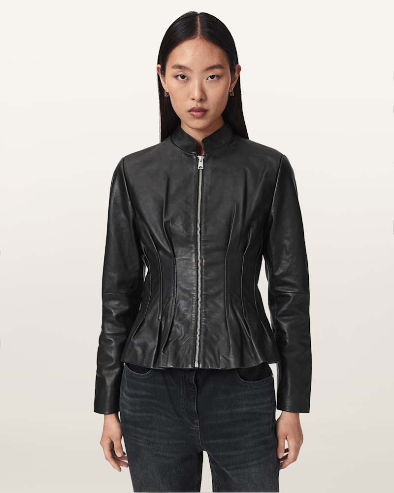 Clo Pleated Leather Jacket
